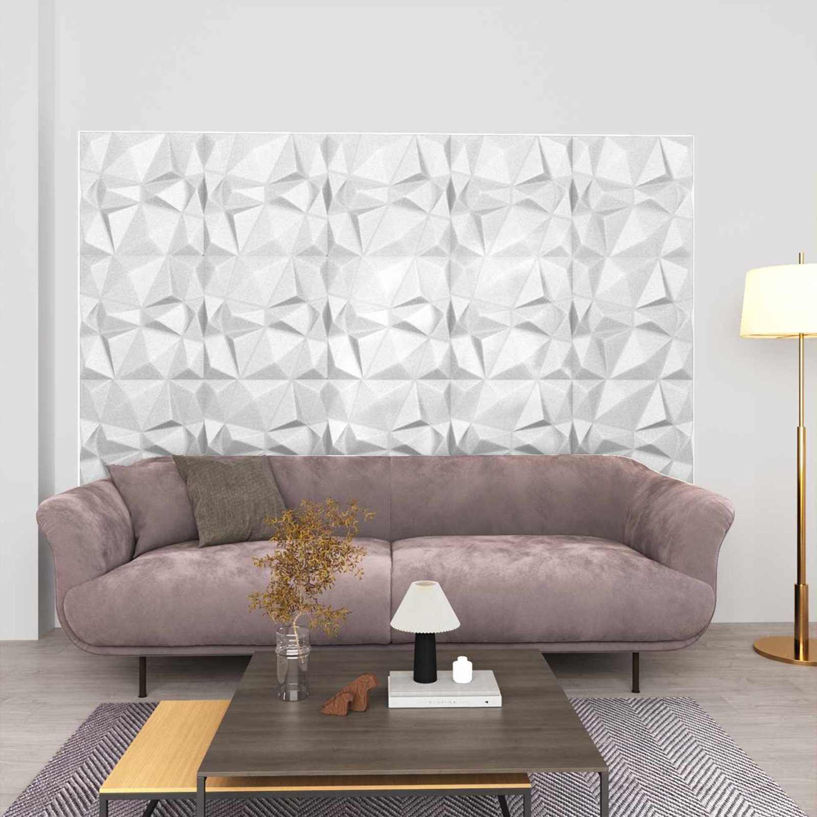 Πάνελ τοίχου 24 pcs Διαμάντι Άσπρο 50 x 50 cm Φελιζόλ XPS - Pakobazaar