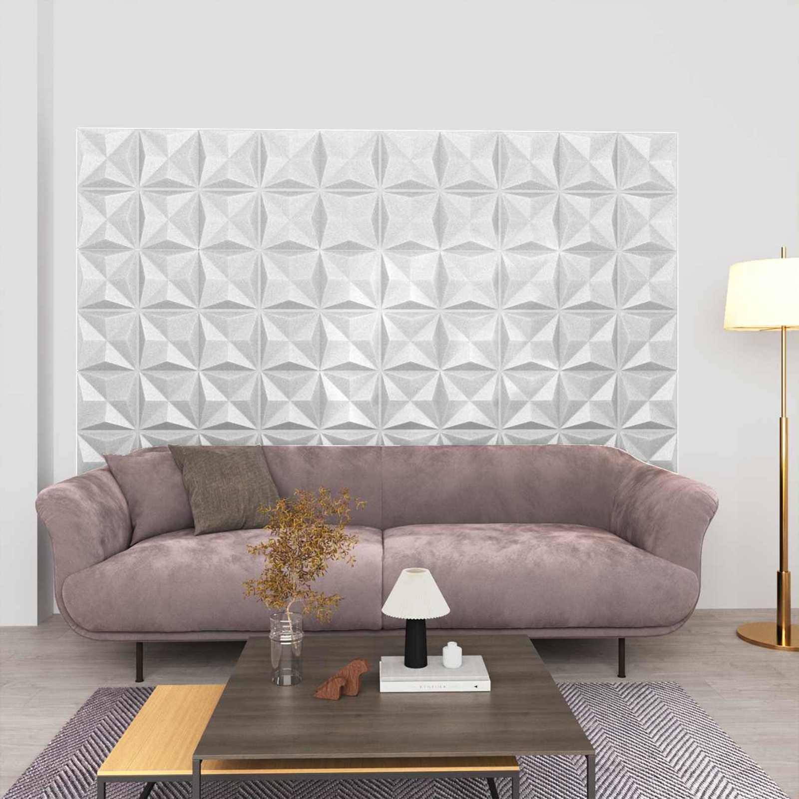 Πάνελ τοίχου 12 pcs Οριγκάμι Άσπρο 50 x 50 cm Φελιζόλ XPS - Pakobazaar
