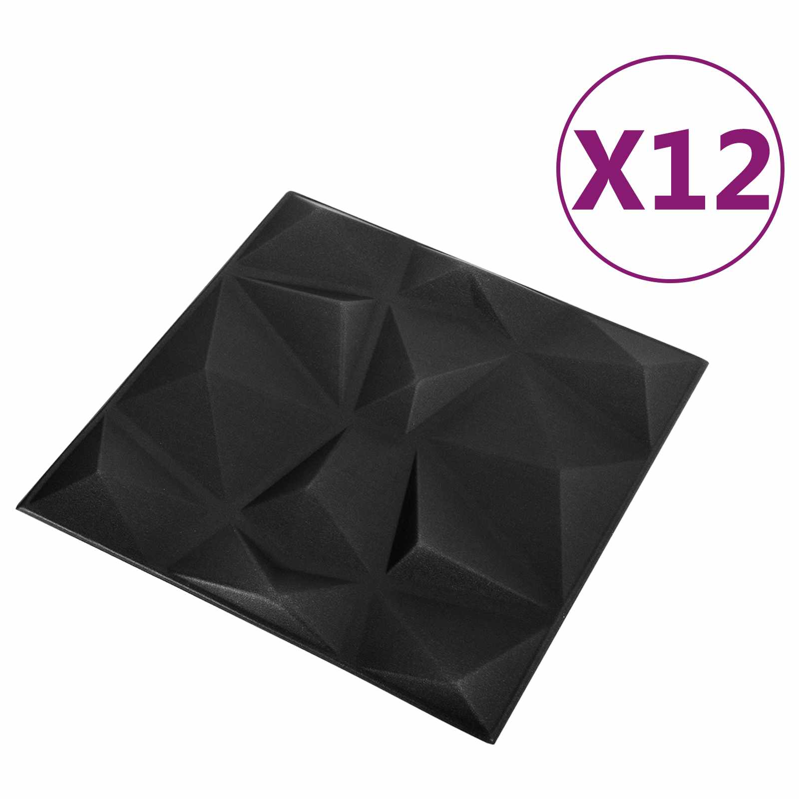 Πάνελ τοίχου 12 pcs Διαμάντι Μαύρο 50 x 50 cm Φελιζόλ XPS - Pakobazaar