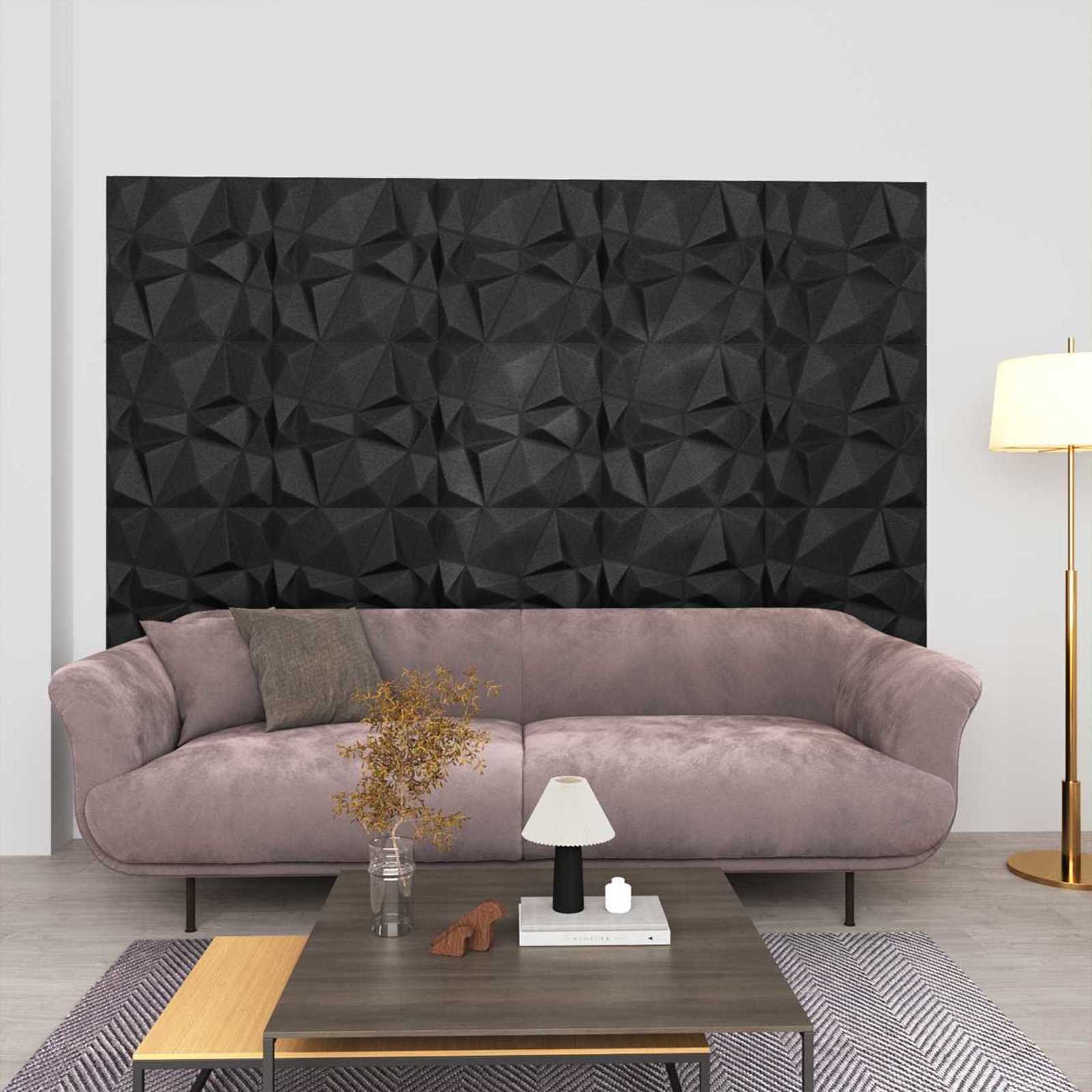 Πάνελ τοίχου 24 pcs Διαμάντι Μαύρο 50 x 50 cm Φελιζόλ XPS - Pakobazaar