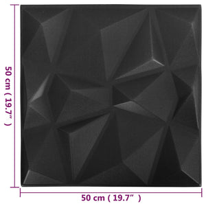 Πάνελ τοίχου 24 pcs Διαμάντι Μαύρο 50 x 50 cm Φελιζόλ XPS - Pakobazaar