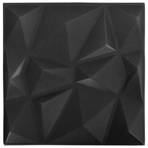 Πάνελ τοίχου 12 pcs Οριγκάμι Μαύρο 50 x 50 cm Φελιζόλ XPS - Pakobazaar