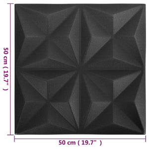 Πάνελ τοίχου 24 pcs Οριγκάμι Μαύρο 50 x 50 cm Φελιζόλ XPS - Pakobazaar
