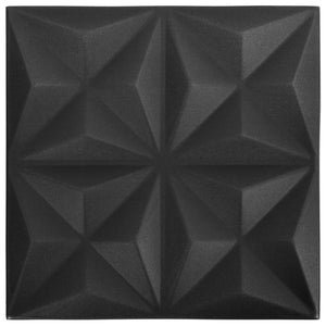 Πάνελ τοίχου 24 pcs Οριγκάμι Μαύρο 50 x 50 cm Φελιζόλ XPS - Pakobazaar