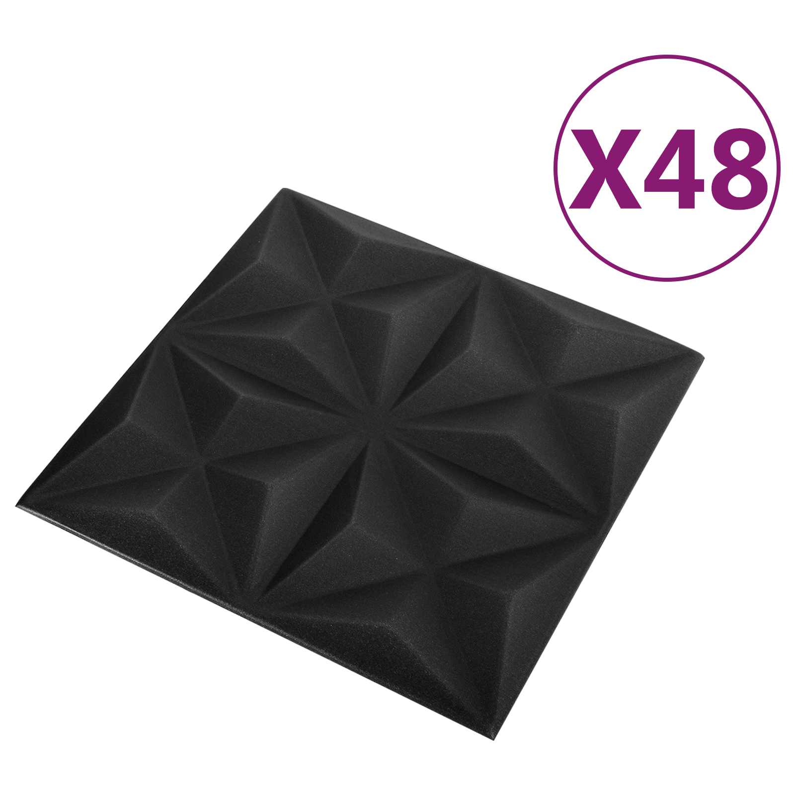 Πάνελ τοίχου 48 pcs Οριγκάμι Μαύρο 50 x 50 cm Φελιζόλ XPS - Pakobazaar