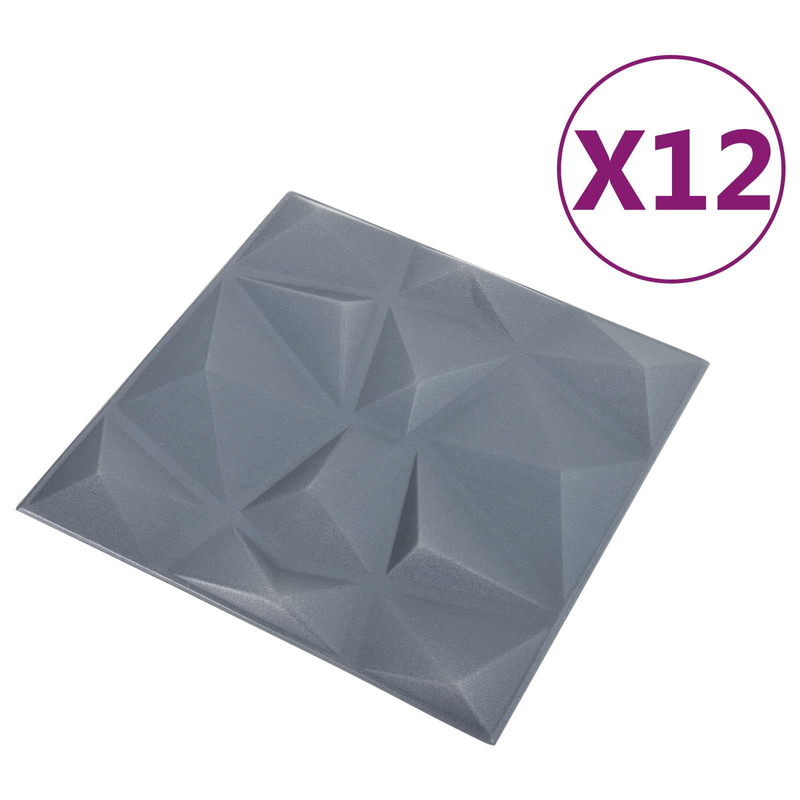 Πάνελ τοίχου 12 pcs Διαμάντι Γκρι 50 x 50 cm Φελιζόλ XPS - Pakobazaar