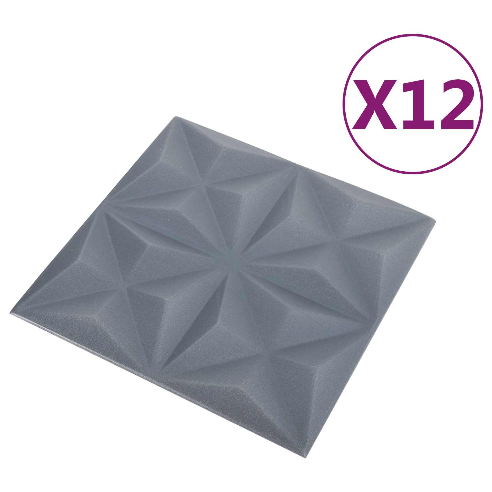 Πάνελ τοίχου 12 pcs Οριγκάμι Γκρι 50 x 50 cm Φελιζόλ XPS - Pakobazaar