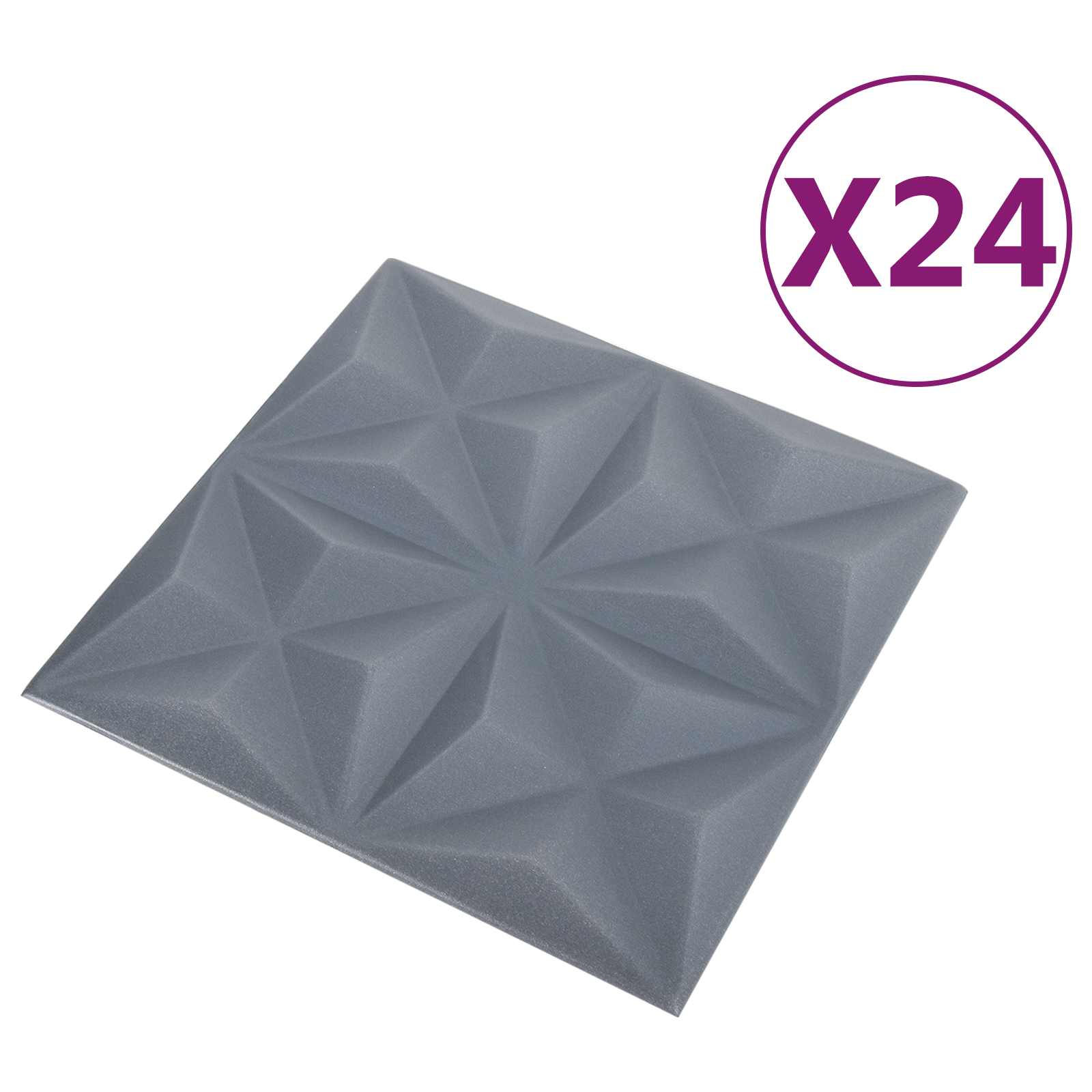 Πάνελ τοίχου 24 pcs Οριγκάμι Γκρι 50 x 50 cm Φελιζόλ XPS - Pakobazaar