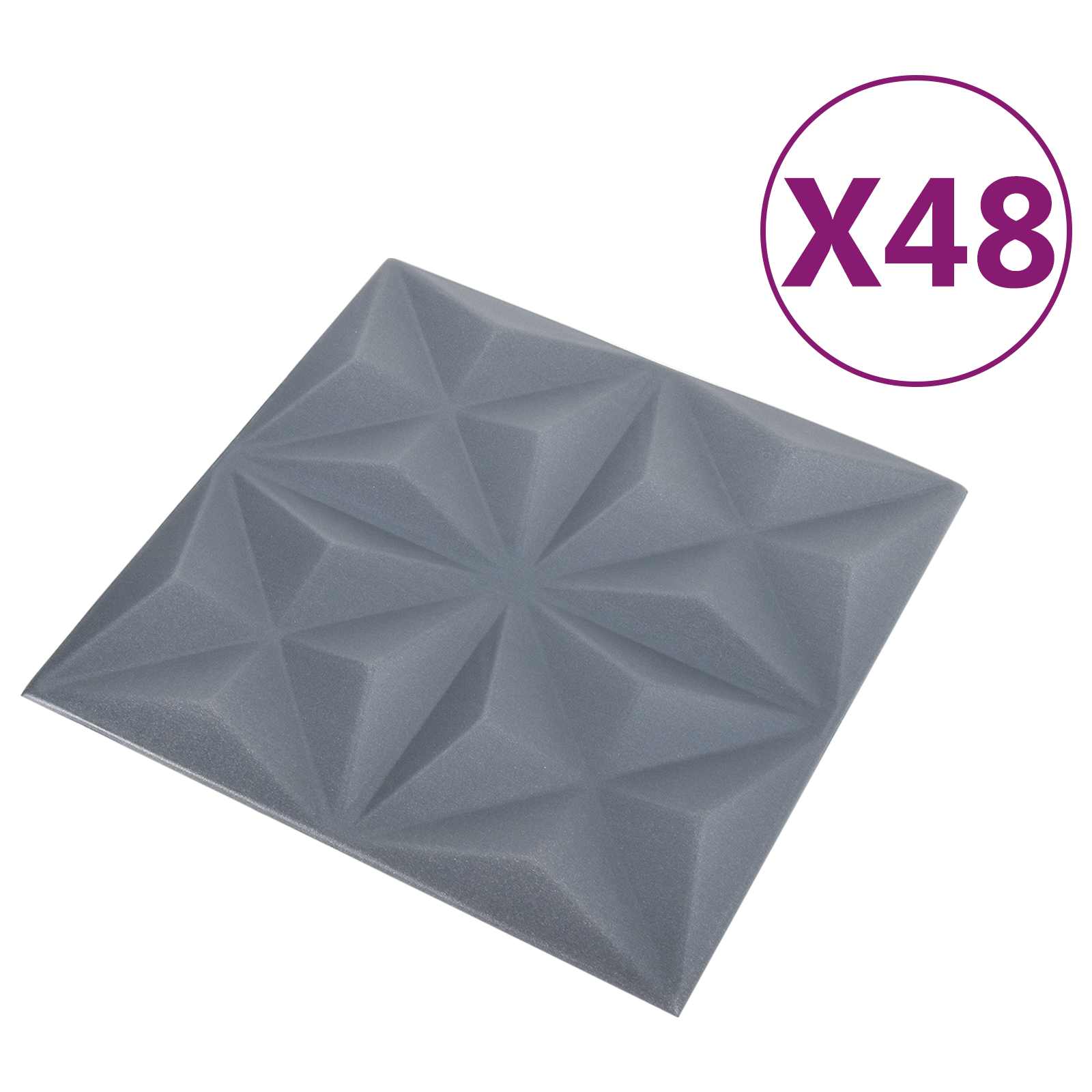 Πάνελ τοίχου 48 pcs Οριγκάμι Γκρι 50 x 50 cm Φελιζόλ XPS - Pakobazaar