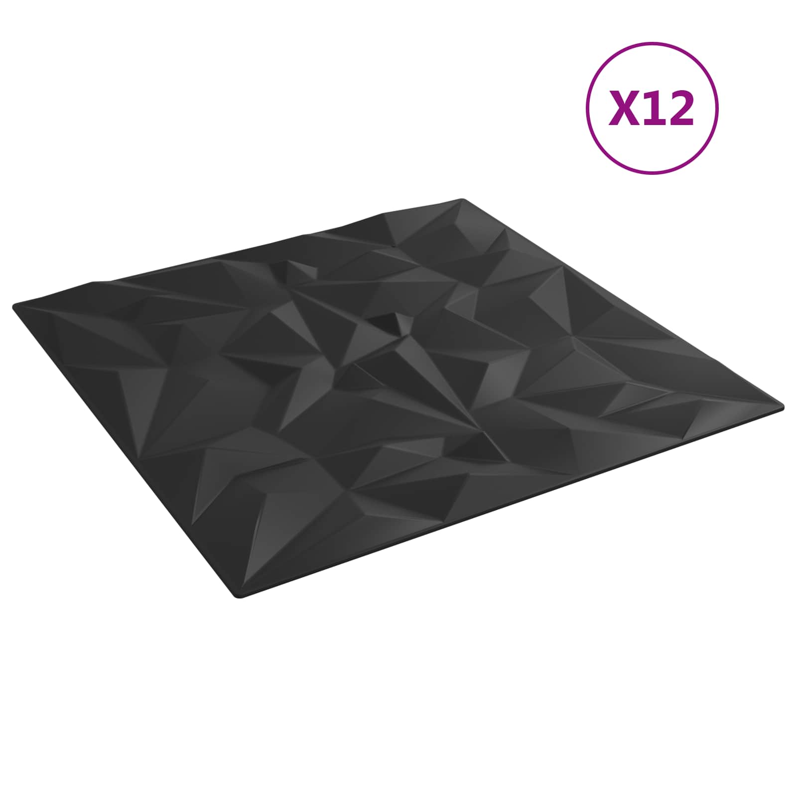 Πάνελ τοίχου 12 pcs Μαύρο 50 x 50 cm Φελιζόλ XPS - Pakobazaar