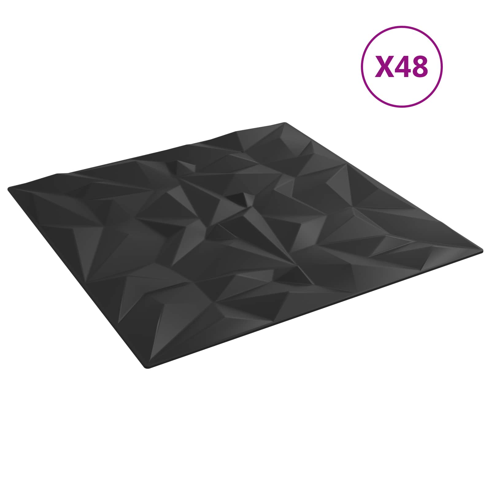Πάνελ τοίχου 48 pcs Μαύρο 50 x 50 cm Φελιζόλ XPS - Pakobazaar