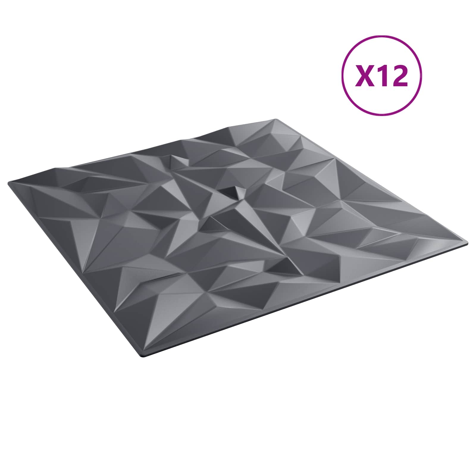 Πάνελ τοίχου 12 pcs Αμέθυστος Γκρι 50 x 50 cm Φελιζόλ XPS - Pakobazaar