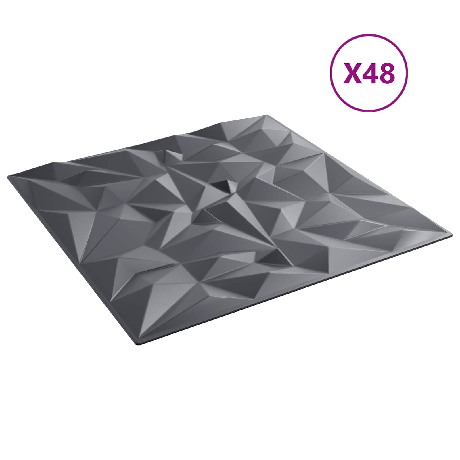 Πάνελ τοίχου 48 pcs Αμέθυστος Γκρι 50 x 50 cm Φελιζόλ XPS - Pakobazaar