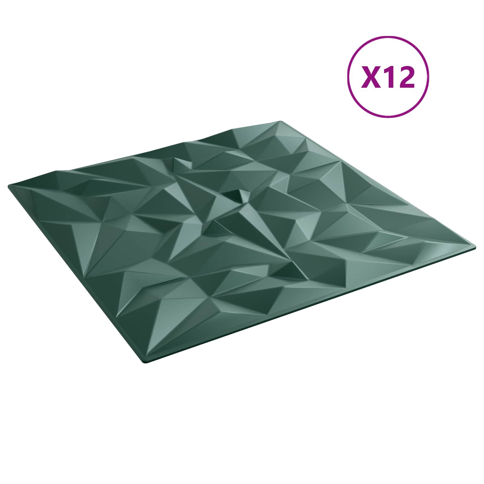 Πάνελ τοίχου 12 pcs Αμέθυστος Πράσινο 50 x 50 cm Φελιζόλ XPS - Pakobazaar