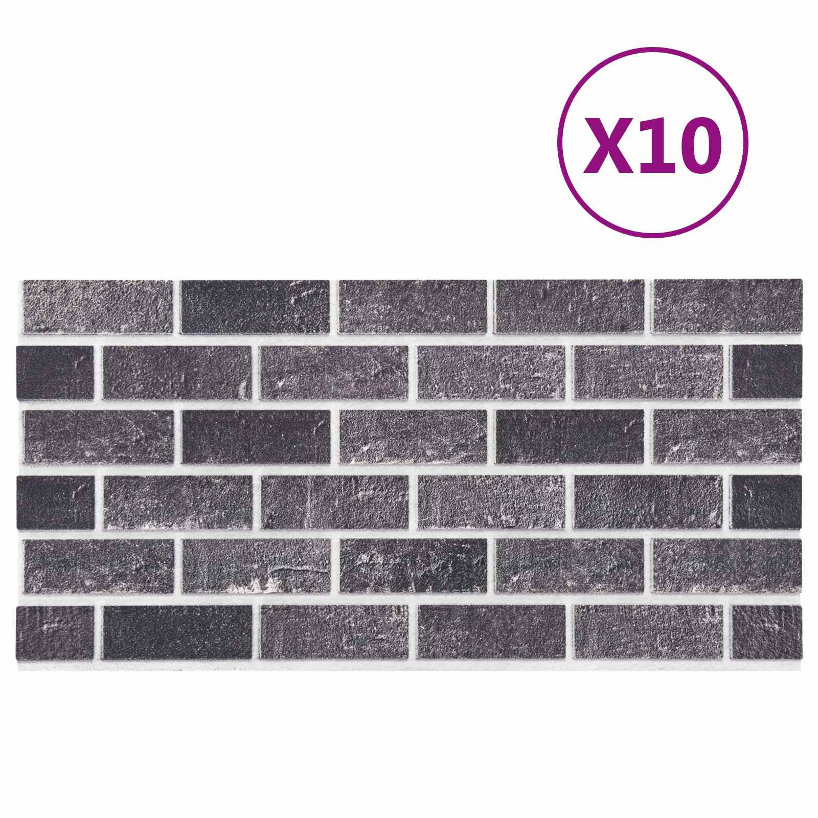 Πάνελ τοίχου 10 pcs Μαύρο και Γκρι 100 x 50 cm Αφρός EPS - Pakobazaar