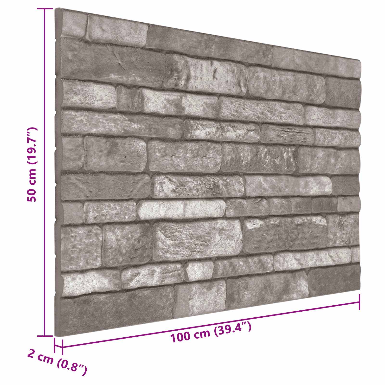 Πάνελ τοίχου 10 pcs Σκούρο Γκρι 100 x 50 cm Αφρός EPS - Pakobazaar