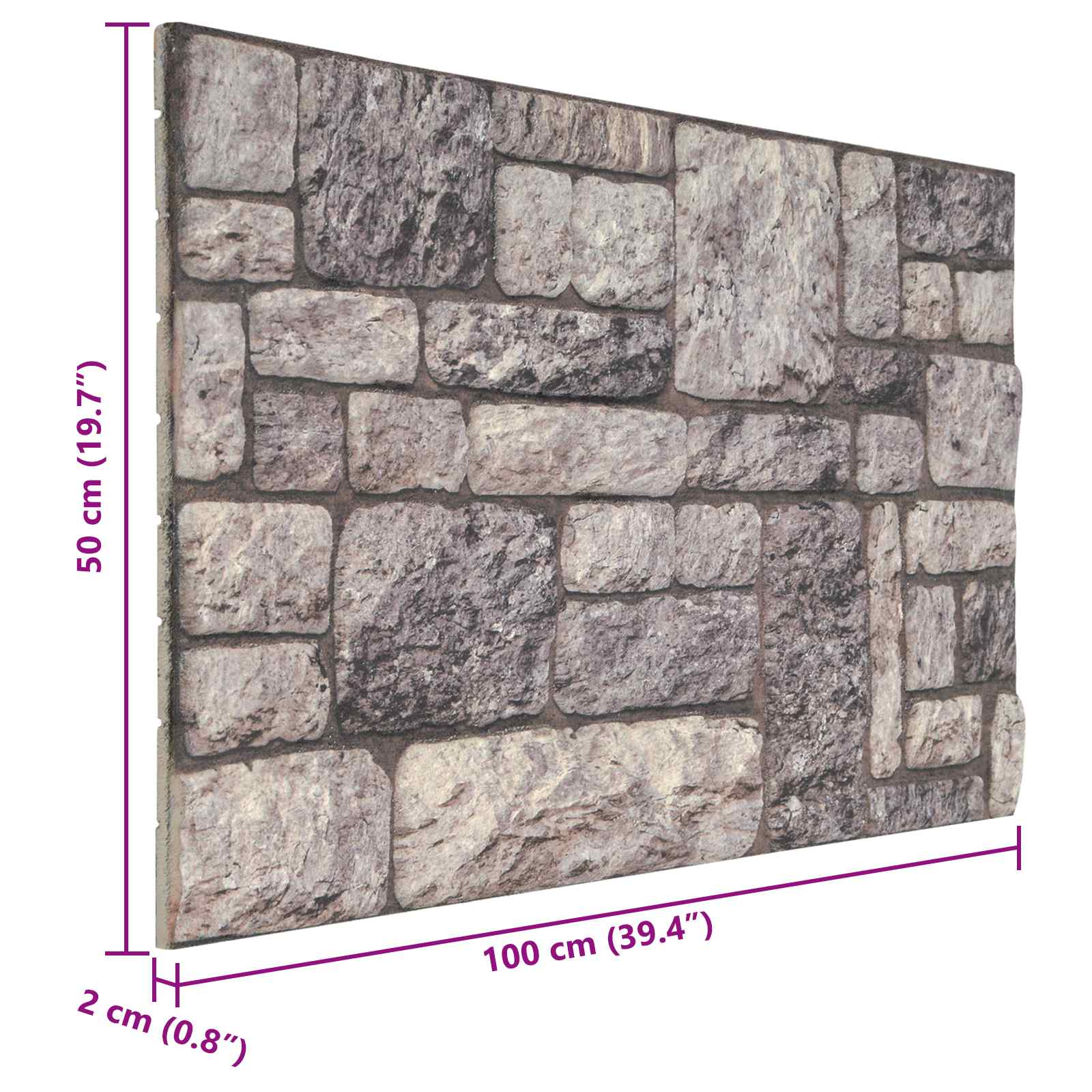 Πάνελ τοίχου 10 pcs Γκρι και Λευκό 100 x 50 cm Αφρός EPS - Pakobazaar