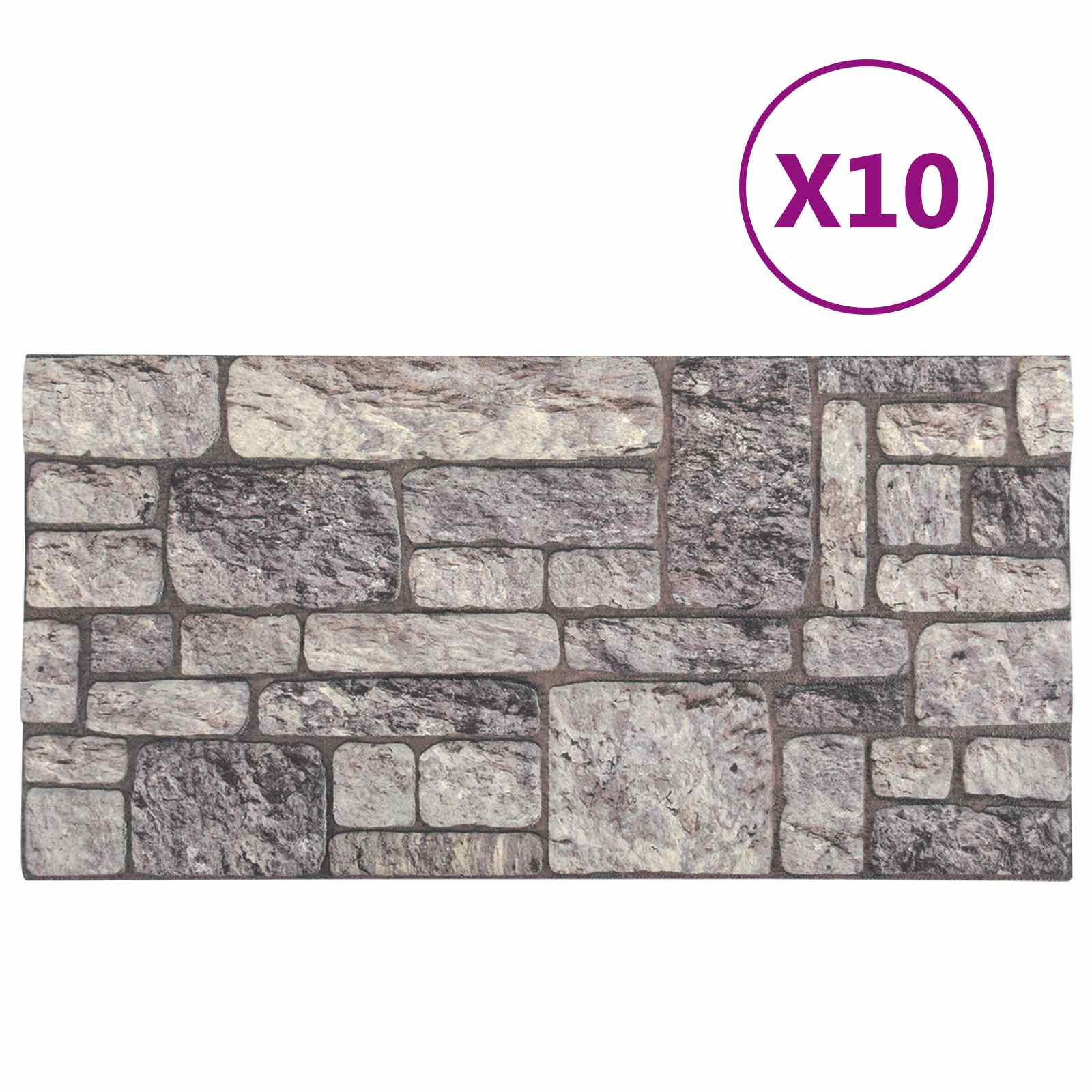 Πάνελ τοίχου 10 pcs Γκρι και Λευκό 100 x 50 cm Αφρός EPS - Pakobazaar