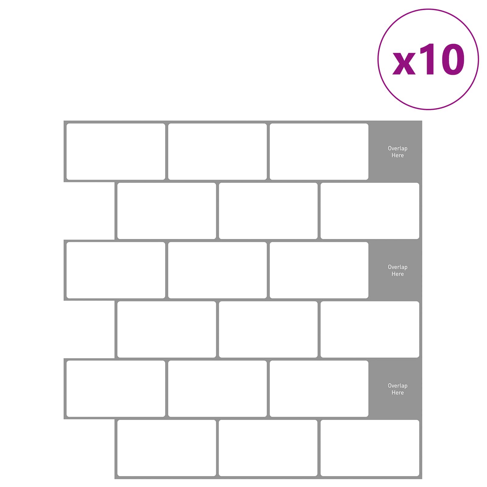 Πλακάκι Subway 10 pcs Λευκό Γκρι 30 x 30 cm - Pakobazaar