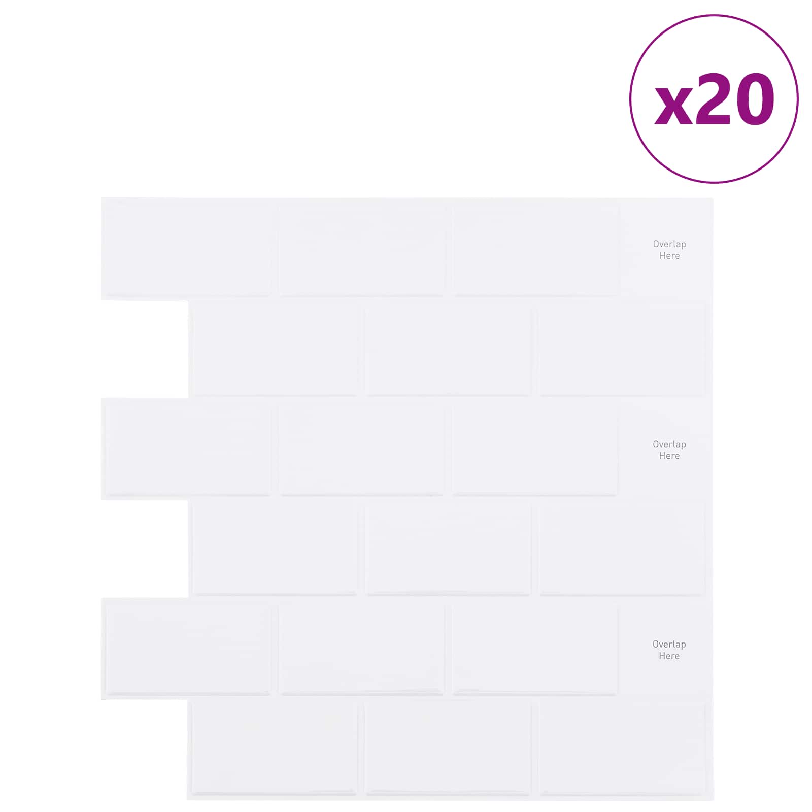 Πλακάκι Subway 20 pcs Λευκό 30 x 30 cm Πολυουρεθάνη και PET - Pakobazaar