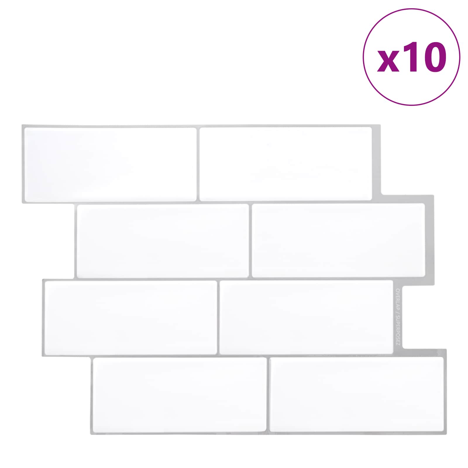Πλακάκι Subway 10 pcs Λευκό Γκρι 29 x 21 εκ - Pakobazaar