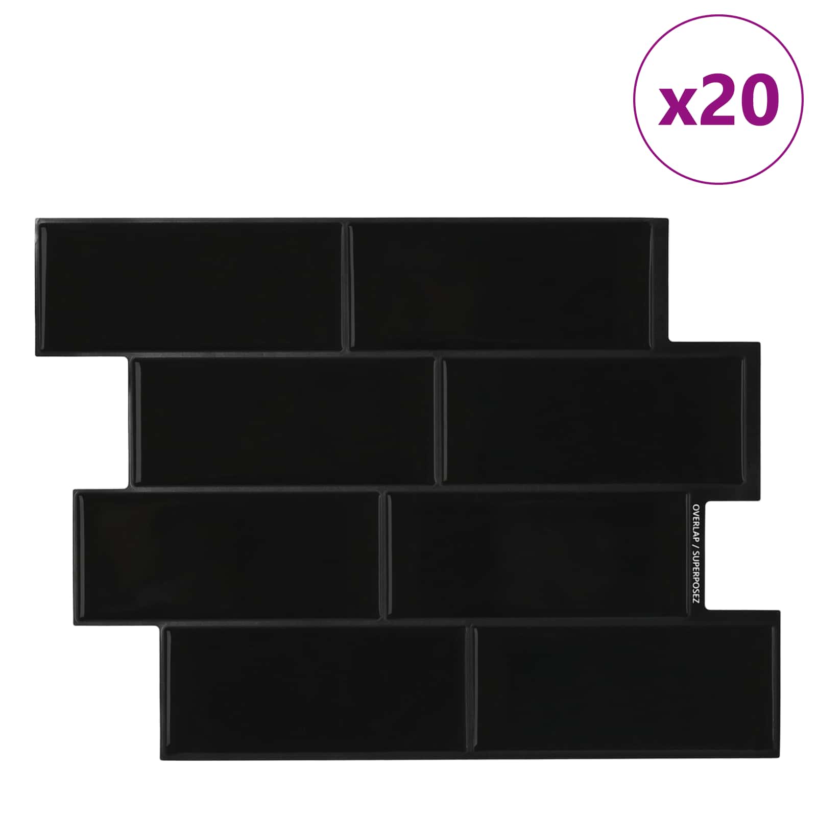 Πλακάκι Subway 20 pcs Μαύρο 29 x 21 εκ Πολυουρεθάνη και PET - Pakobazaar