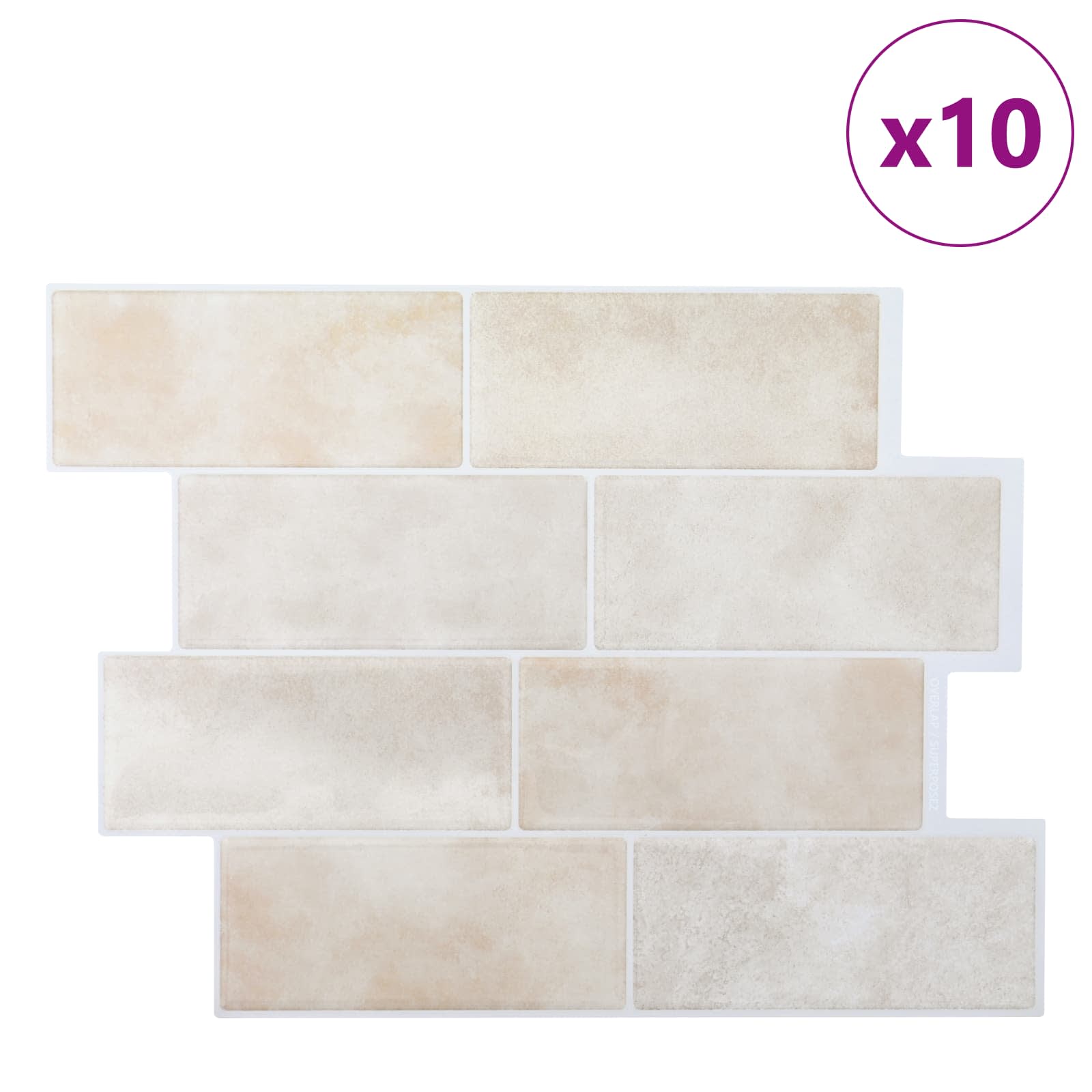 Πλακάκι Subway 10 pcs Μπεζ Μάρμαρο 29 x 21 εκ - Pakobazaar