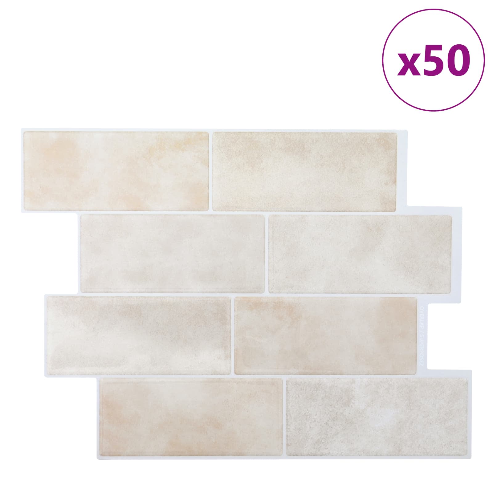 Πλακάκι Subway 50 pcs Μπεζ Μάρμαρο 29 x 21 εκ - Pakobazaar