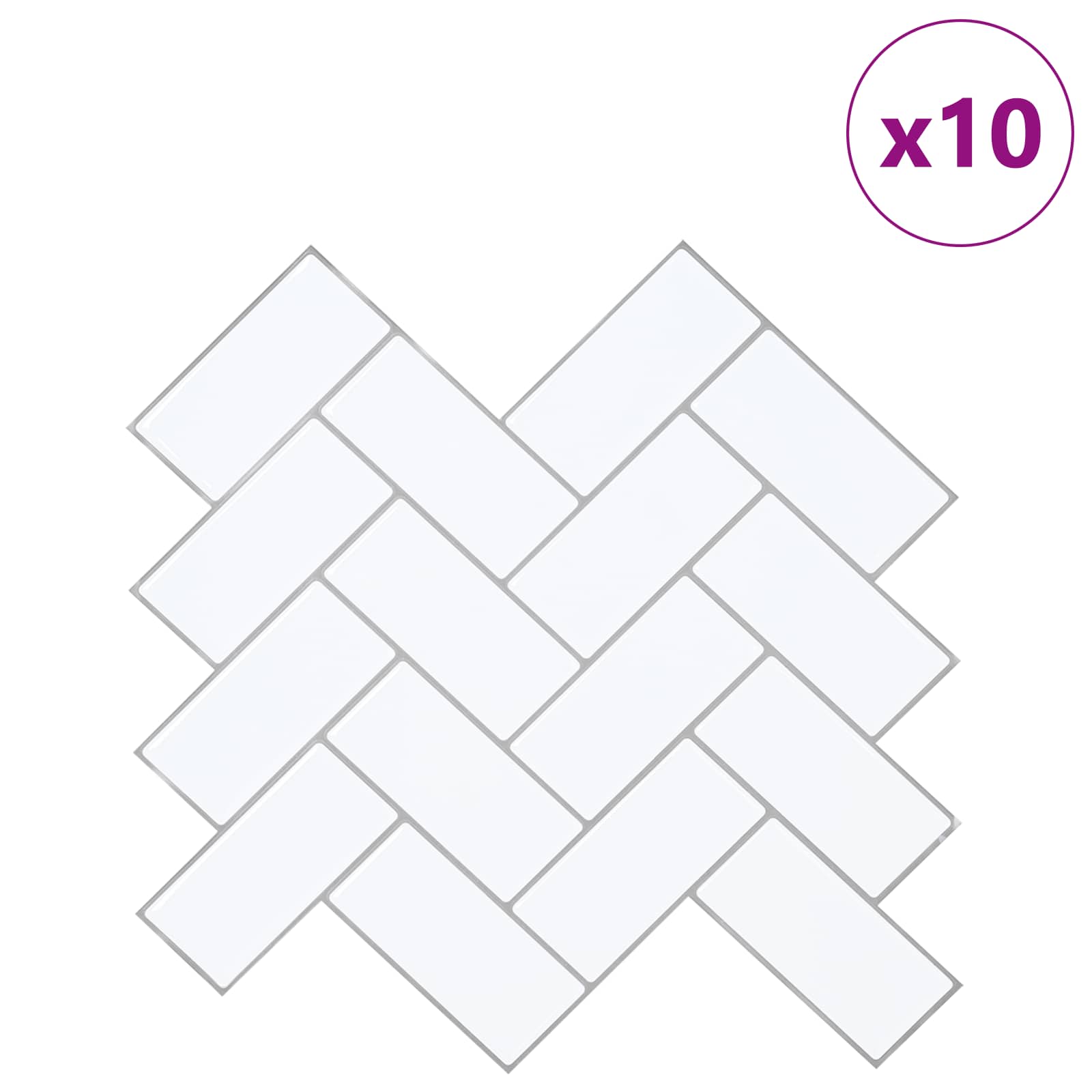 Πλακάκι ψαροκόκαλο 10 pcs Λευκό Γκρι 30 x 30 cm - Pakobazaar