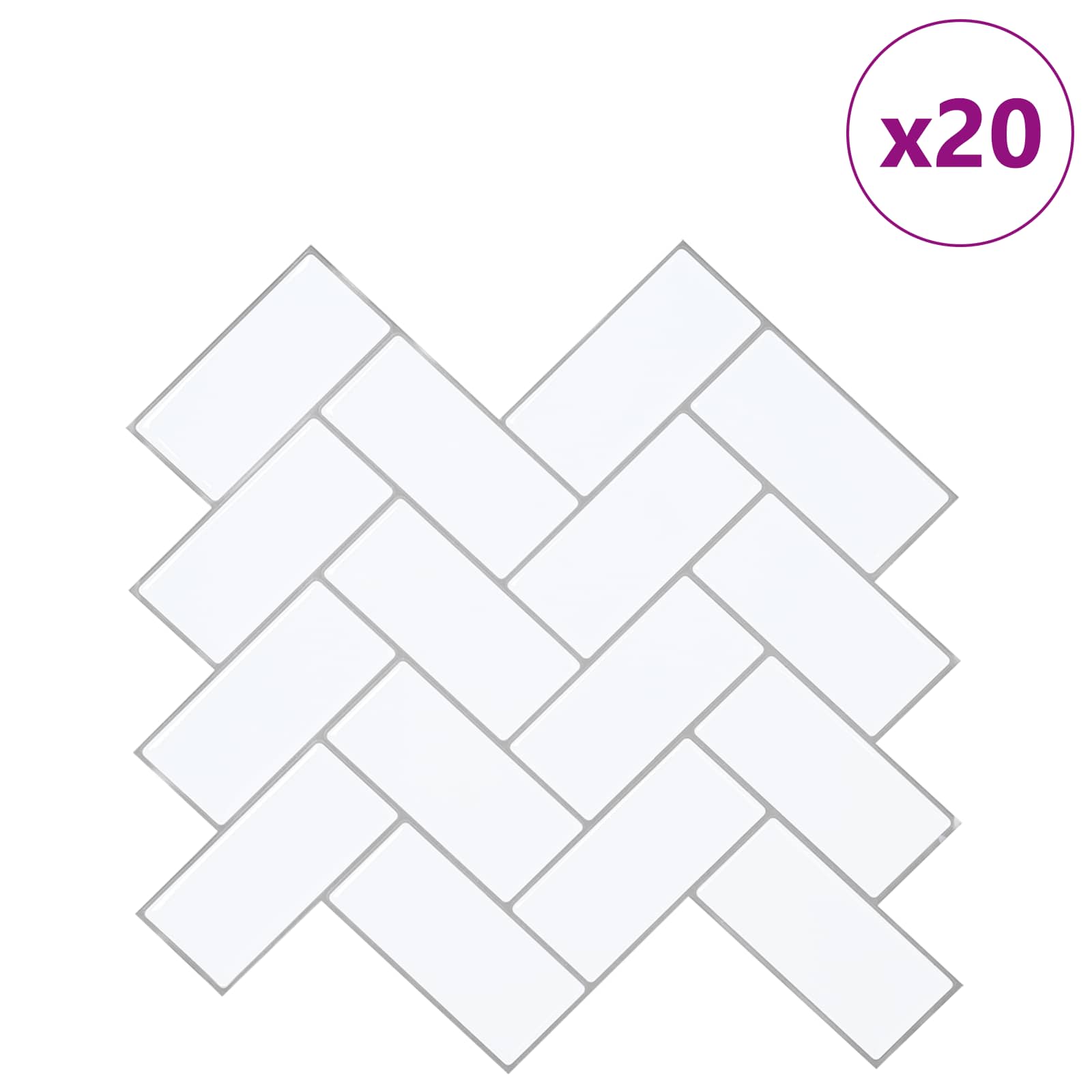 Πλακάκι ψαροκόκαλο 20 pcs Λευκό Γκρι 30 x 30 cm - Pakobazaar