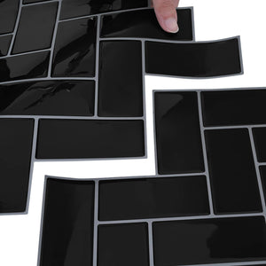 Πλακάκι ψαροκόκαλο 10 pcs Μαύρο 30 x 30 cm Πολυουρεθάνη και PET - Pakobazaar