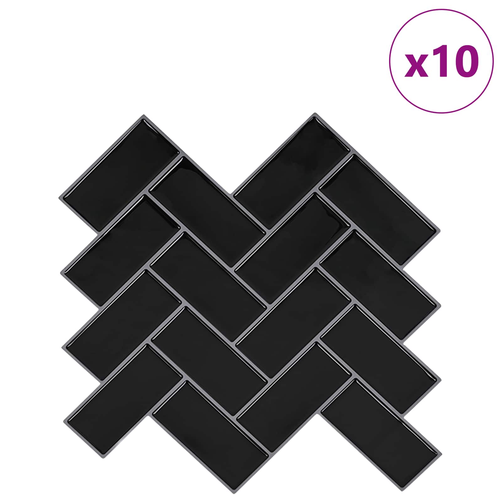 Πλακάκι ψαροκόκαλο 10 pcs Μαύρο 30 x 30 cm Πολυουρεθάνη και PET - Pakobazaar
