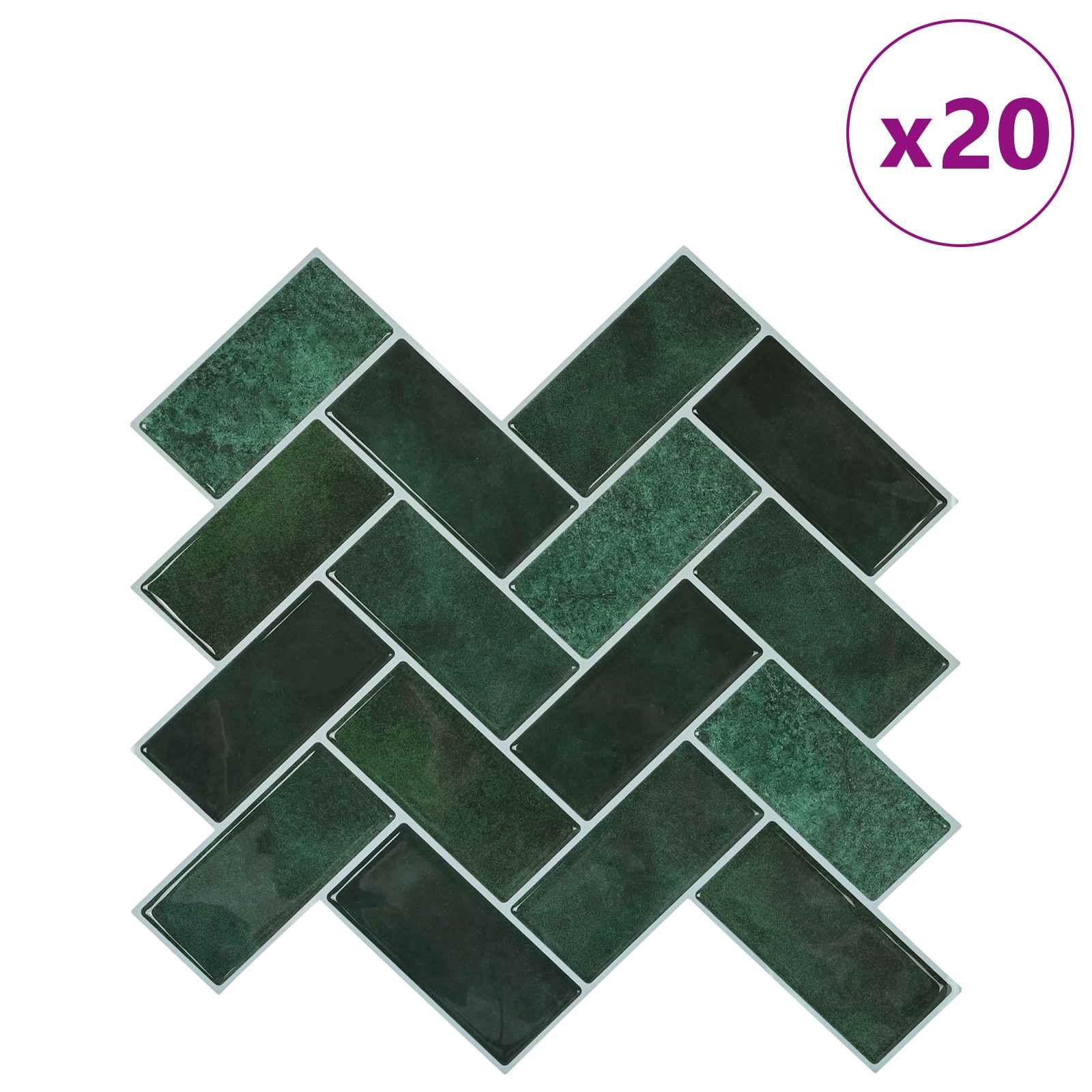 Πλακάκι ψαροκόκαλο 20 pcs Σκούρο Πράσινο 30 x 30 cm - Pakobazaar