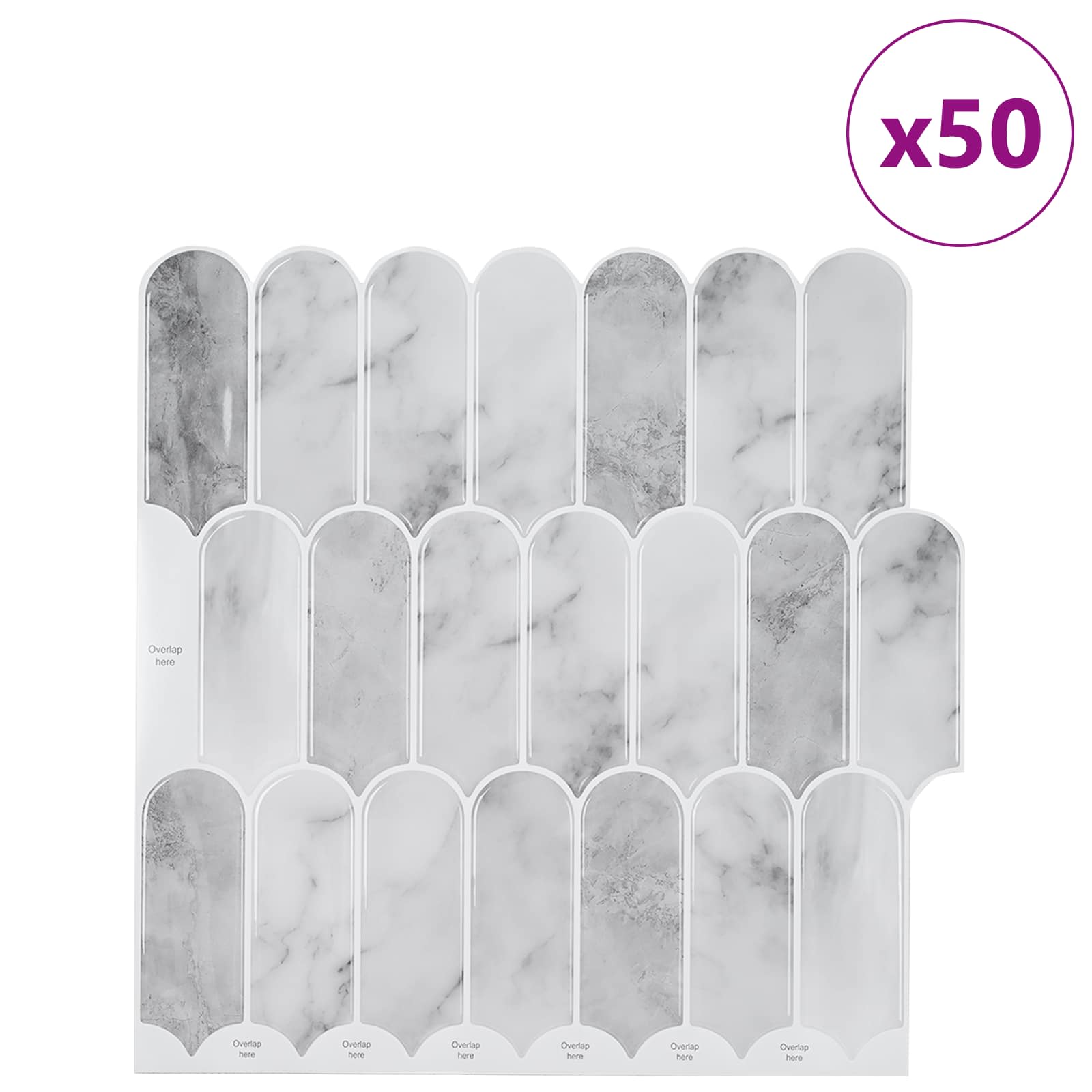 Πλακάκι Φτερού 50 pcs Γκρι Μάρμαρο 30 x 30 cm - Pakobazaar
