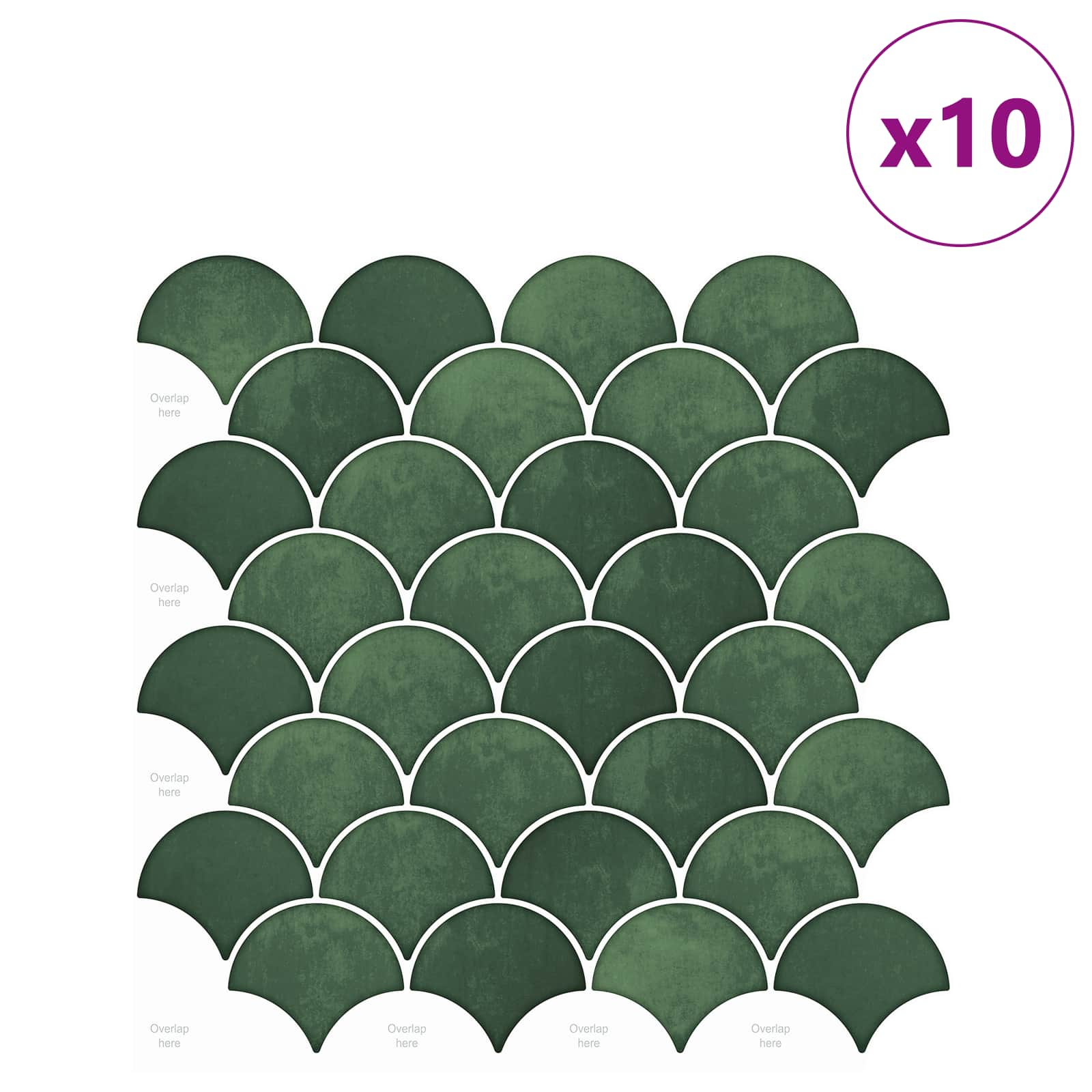 Πλακάκι σε Σχήμα Ψαριού 10 pcs Σκούρο Πράσινο 30 x 30 cm - Pakobazaar