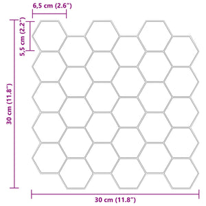 Εξάγωνο Πλακάκι 10 pcs Γκρι 30 x 30 cm Πολυουρεθάνη και PET - Pakobazaar