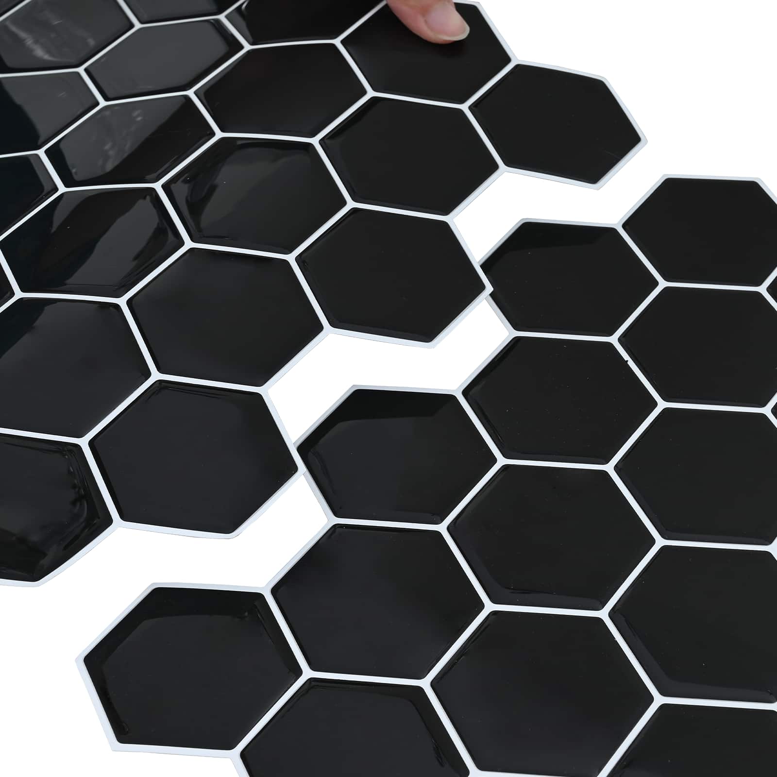 Εξάγωνο Πλακάκι 10 pcs Μαύρο 30 x 30 cm Πολυουρεθάνη και PET - Pakobazaar