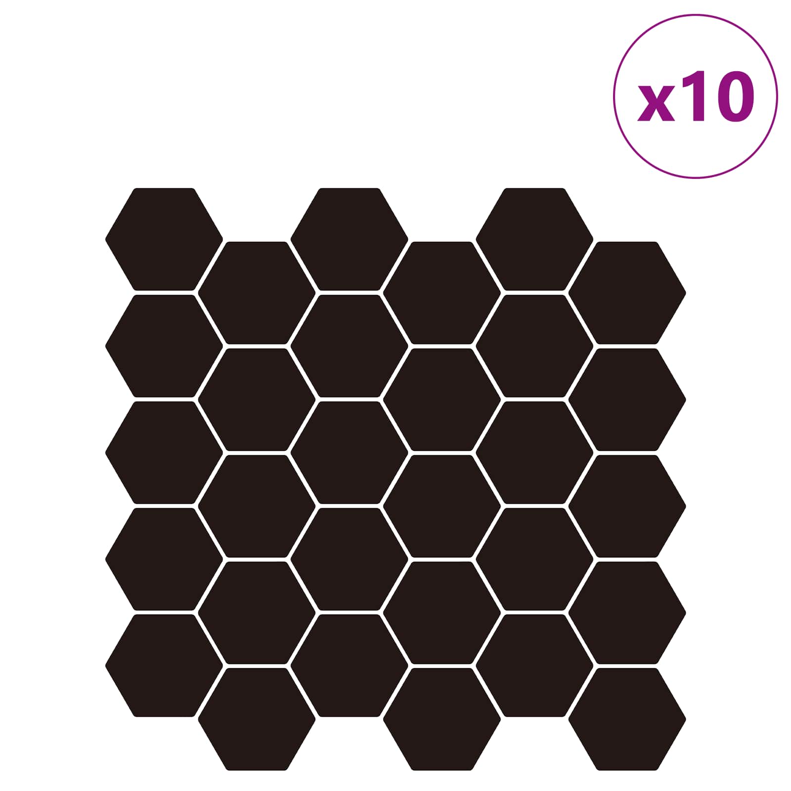Εξάγωνο Πλακάκι 10 pcs Μαύρο 30 x 30 cm Πολυουρεθάνη και PET - Pakobazaar