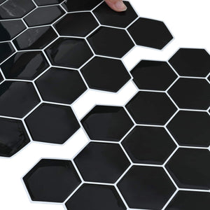 Εξάγωνο Πλακάκι 50 pcs Μαύρο 30 x 30 cm Πολυουρεθάνη και PET - Pakobazaar