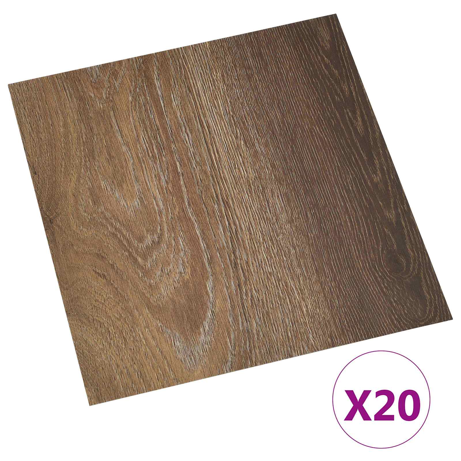 Αυτοκόλλητα Πλάκες Δαπέδου 30,5 x 30,5 εκ 20 pcs PVC Καφέ - Pakobazaar