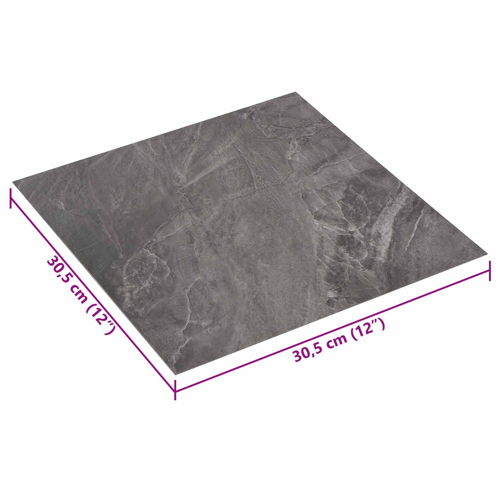 Αυτοκόλλητα Πλάκες Δαπέδου 30,5 x 30,5 εκ 20 pcs PVC Μαύρο - Pakobazaar