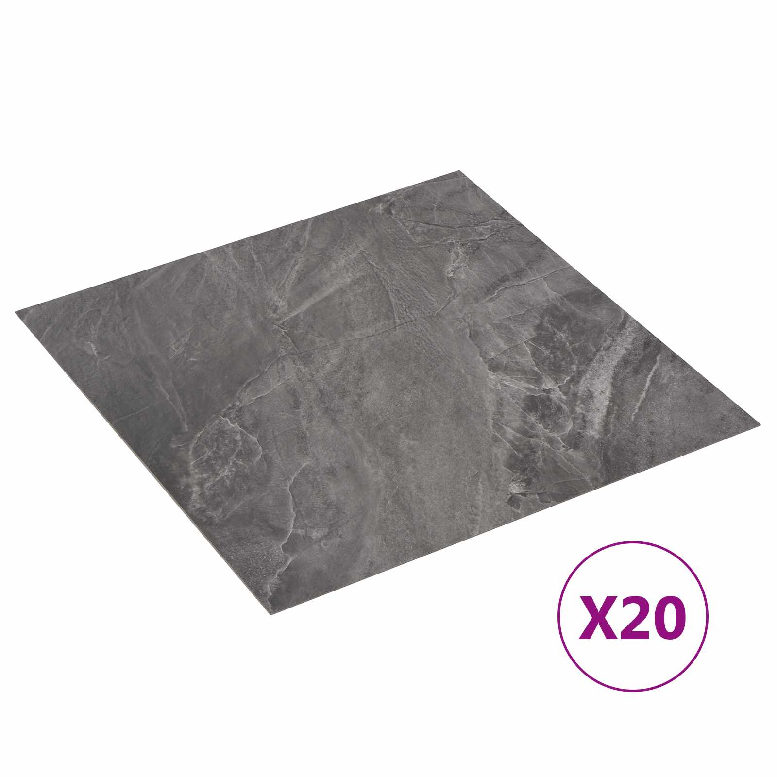 Αυτοκόλλητα Πλάκες Δαπέδου 30,5 x 30,5 εκ 20 pcs PVC Μαύρο - Pakobazaar