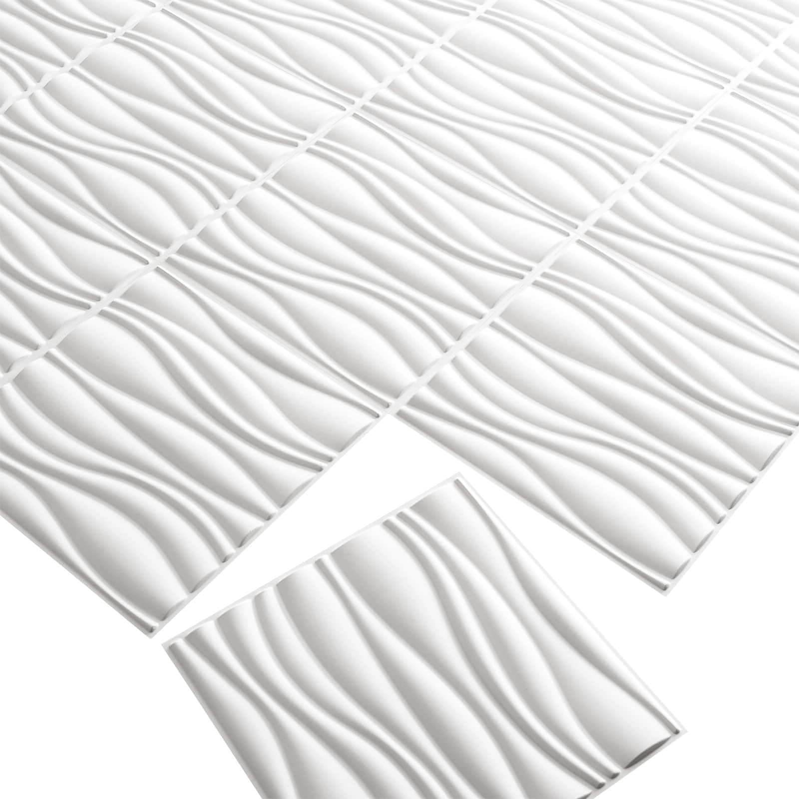 Πάνελ τοίχου 12 pcs Λευκό 50 x 50 cm Μορφοποιημένη Φυσική Ίνα Φυτού - Pakobazaar