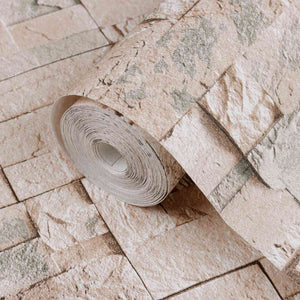3D Ταπετσαρία Πέτρας Μπεζ 10 x 0,53 μ Μη Υφασμένο Ύφασμα - Pakobazaar