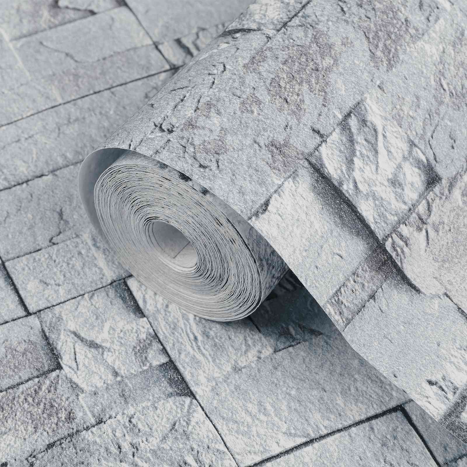 3D Ταπετσαρία Πέτρας Ανοιχτό γκρι 10 x 0,53 μ - Pakobazaar