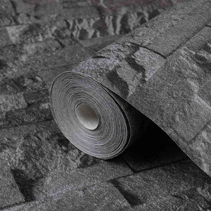 3D Ταπετσαρία Πέτρας Μαύρο 10 x 0,53 μ Μη Υφασμένο Ύφασμα - Pakobazaar