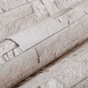 3D Ταπετσαρία Πέτρας Κρεμ 10 x 0,53 μ Μη Υφασμένο Ύφασμα - Pakobazaar