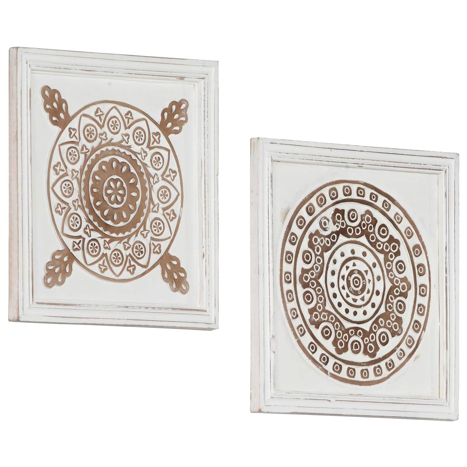 Διακόσμηση Τέχνης 2 pcs Καφέ και Λευκό 40 x 40 x 1,5 cm - Pakobazaar