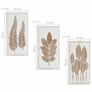 Διακόσμηση Τέχνης 3 pcs Καφέ και Λευκό 40 x 40 x 1,5 cm - Pakobazaar