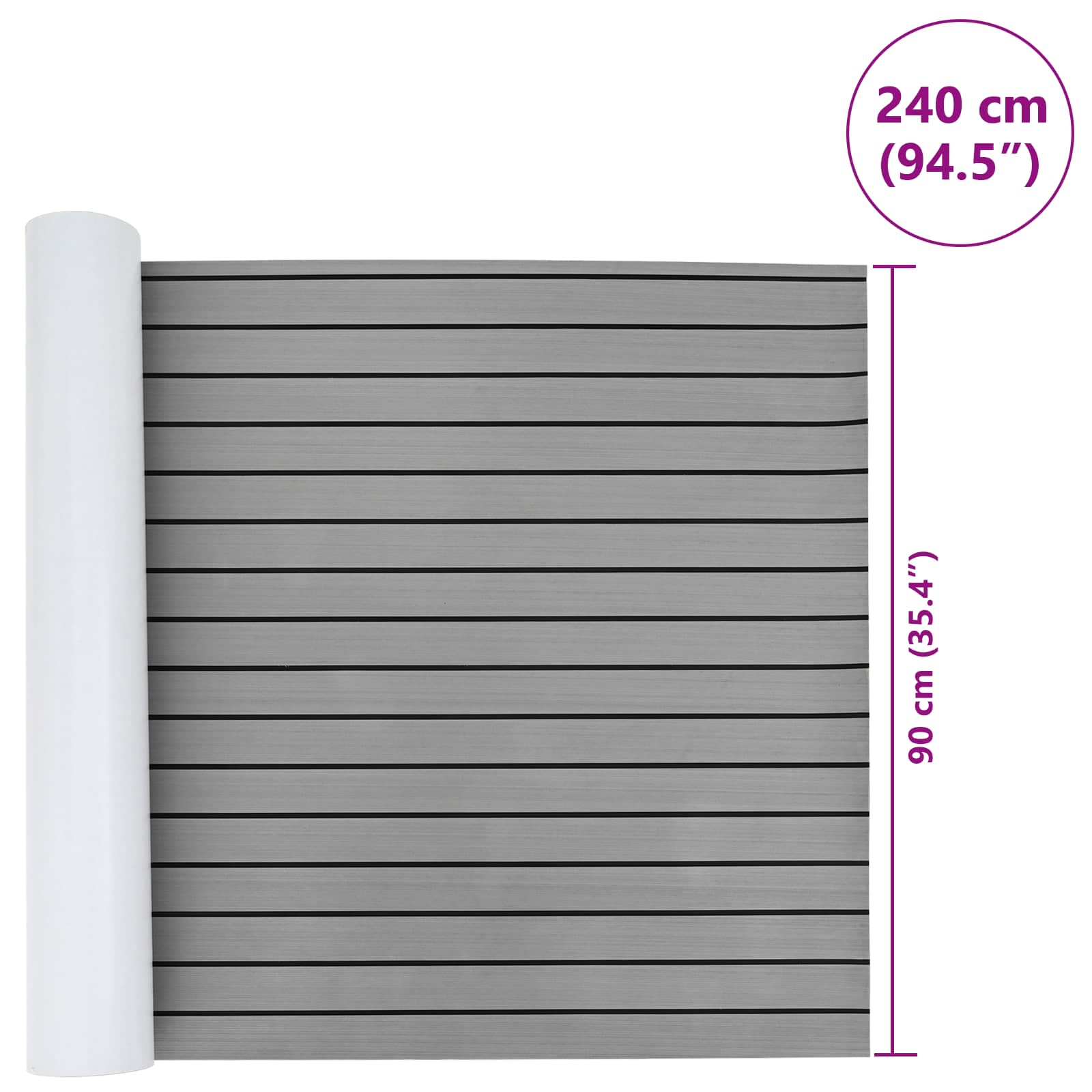 Ματ Σκάφους Ριγέ Απαλός Γκρι και Μαύρος 240 x 90 εκ EVA - Pakobazaar